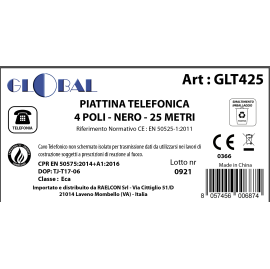 CAVO TELEFONICO GECOL PIATTO 4/4 NERO MATASSA 25m